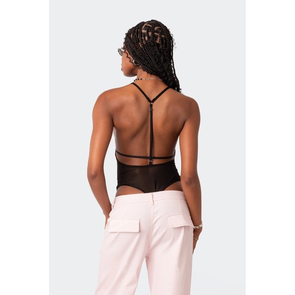Edikted Alva Open Back Sheer Mesh Bodysuit‎ Party Sexy - Picture 2 of 4